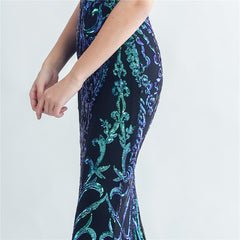 Ostrich Feather Strapless Maxi Dress