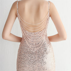 Sequin Beaded Fishtail Maxi Dress