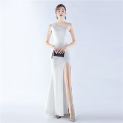 Beaded One-Shoulder Maxi Dress