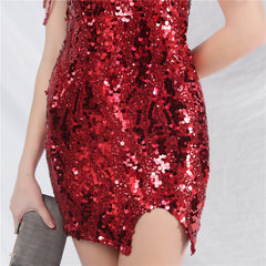 Sequined V-Neck Bodycon Dress