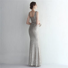 Sequined V-Neck Fishtail Maxi Dress