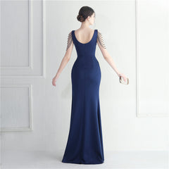 Beaded Fringe Split Maxi Dress