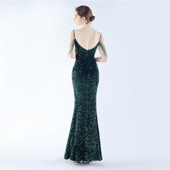 Asymmetric Sequin Maxi Dress