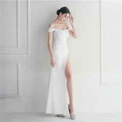 Off-Shoulder Split Maxi Dress