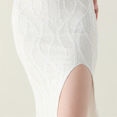 Backless Beaded Sequined Mesh Halter Dress