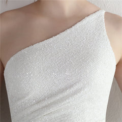 Sequin One-Shoulder Fishtail Maxi Dress