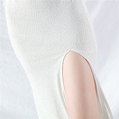 Ostrich Feather Sequin Split Maxi Dress