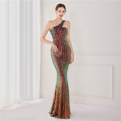 Asymmetric Sequin Maxi Dress