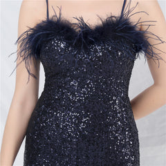 Ostrich Feather Sequined Maxi Dress