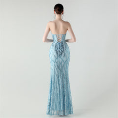 Sequined Heart-Collar Maxi Dress