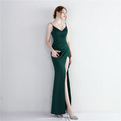 V-Neck Split Fishtail Maxi Dress