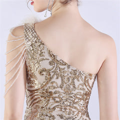 Beaded Sequined Ostrich Feather Maxi Dress