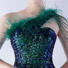 One-Shoulder Sequin Maxi Dress