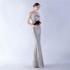 One-Shoulder Sequin Maxi Dress