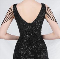 Sequined V-Neck Bodycon Dress