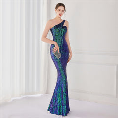 Asymmetric Sequin Maxi Dress