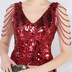 Sequined V-Neck Bodycon Dress