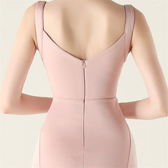 Cross Pleated Cutout Mesh Maxi Dress