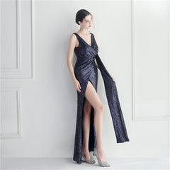 Sequined V-Neck Maxi Dress