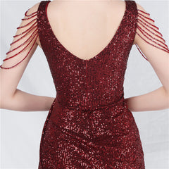 Sequined V-Neck Bodycon Dress