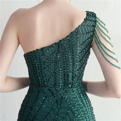 One-Shoulder Sequined Split Maxi Dress