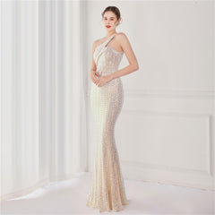 Asymmetric Sequin Maxi Dress