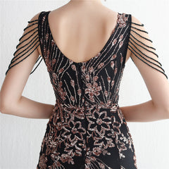 Sequined Beaded Fishtail Maxi Dress