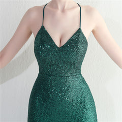 Crisscross Backless Sequined Maxi Dress