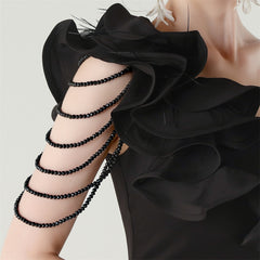 One-Shoulder Beaded Maxi Dress