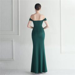 Off-Shoulder Split Maxi Dress