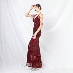 Beaded Sequined Split Maxi Dress