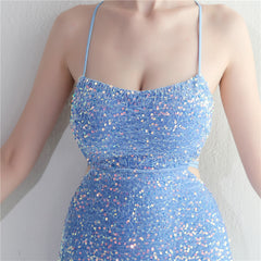 Lace-Up Sequin Split Maxi Dress