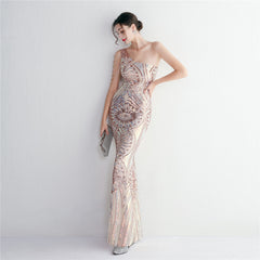 Sequined One-Shoulder Maxi Dress