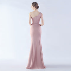 Beaded One-Shoulder Maxi Dress