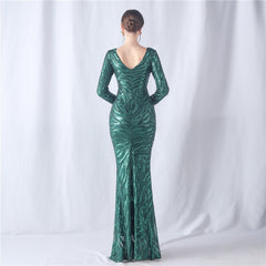 Sequined V-Neck Maxi Dress