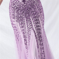 One-Shoulder Sequin Maxi Dress