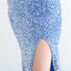 Sequin Boned Strapless Split Maxi Dress