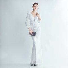 Sequin Feather Maxi Dress