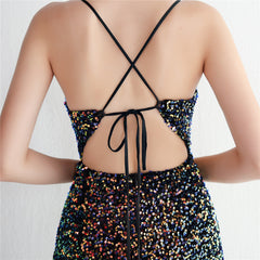 Sequined V-Neck Maxi Dress