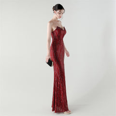 Sequined Heart-Collar Maxi Dress