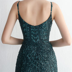 Sequined Fringed Fishtail Maxi Dress