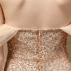 Off-Shoulder Sequin Fishtail Maxi Dress