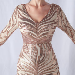 Sequined V-Neck Maxi Dress