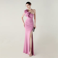 One-Shoulder Beaded Maxi Dress