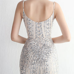 Sequined Fringed Fishtail Maxi Dress