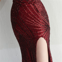 One-Shoulder Sequin Maxi Dress