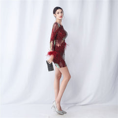 Sequin Long-Sleeve Bodycon Dress