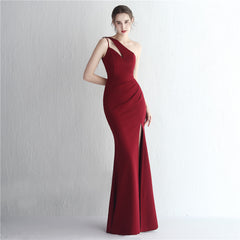 One-Shoulder Asymmetric Split Maxi Dress
