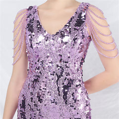 Sequined V-Neck Bodycon Dress