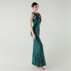 Sequined Fishtail Maxi Dress